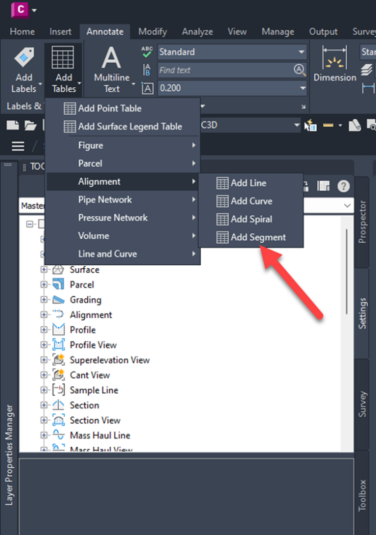 Micrographics Labels Civil 3D 2024 - Create Table for Alignment Segments by Label Style ...