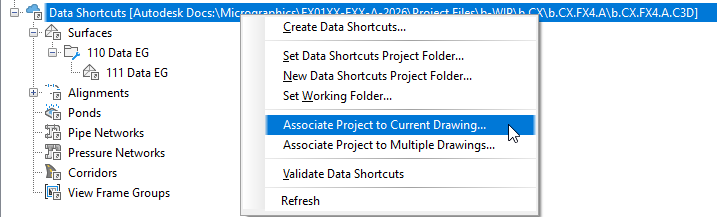 ACC Data Shortcuts-04-Associate Project to Current Drawing