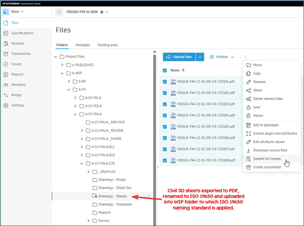 10 - Running Civil Projects in the Cloud with BIM Collaborate Pro - Design Review WIP Sheet Folder