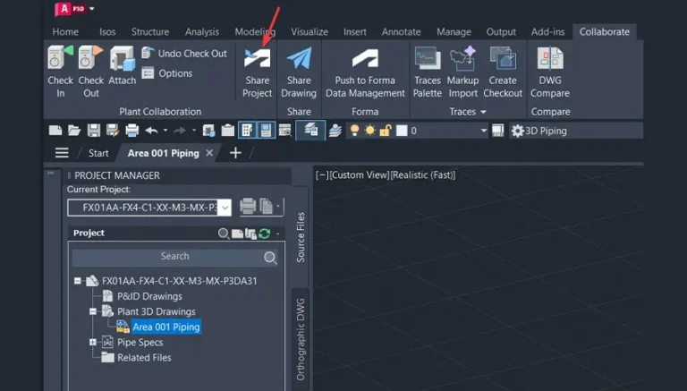 Plant 3D Initiate Project using Forma Design Collaboration-7-Colalborate Share