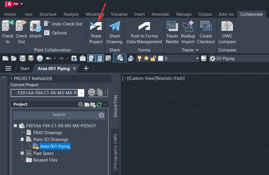 Plant 3D Initiate Project using Forma Design Collaboration-7-Colalborate Share