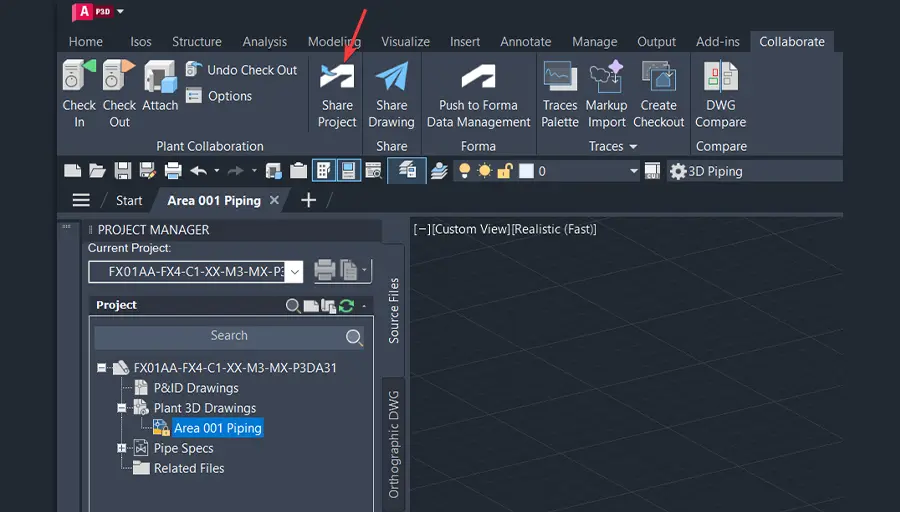 Plant 3D Initiate Project using Forma Design Collaboration-7-Colalborate Share