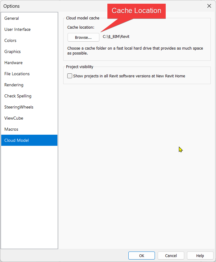 Autodesk Forma Idea - Exclude Revit Publish Sets from Package Models - 03 - Chache Location