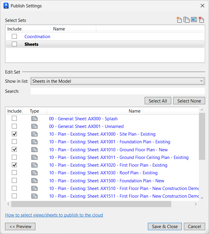 Autodesk Forma Idea - Exclude Revit Publish Sets from Package Models - 06 - Define Set