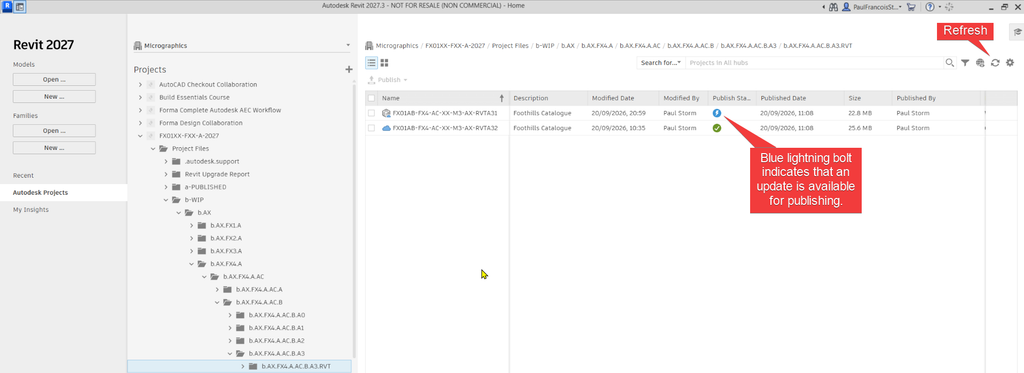 Autodesk Forma Idea - Exclude Revit Publish Sets from Package Models - 09 - Refresh Home Page