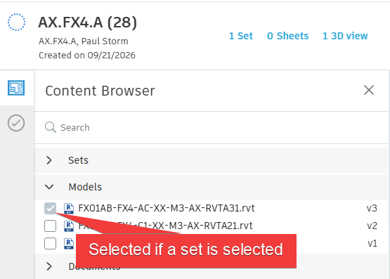 Autodesk Forma Idea - Exclude Revit Publish Sets from Package Models - 12 - Choosing Set Chooses Model