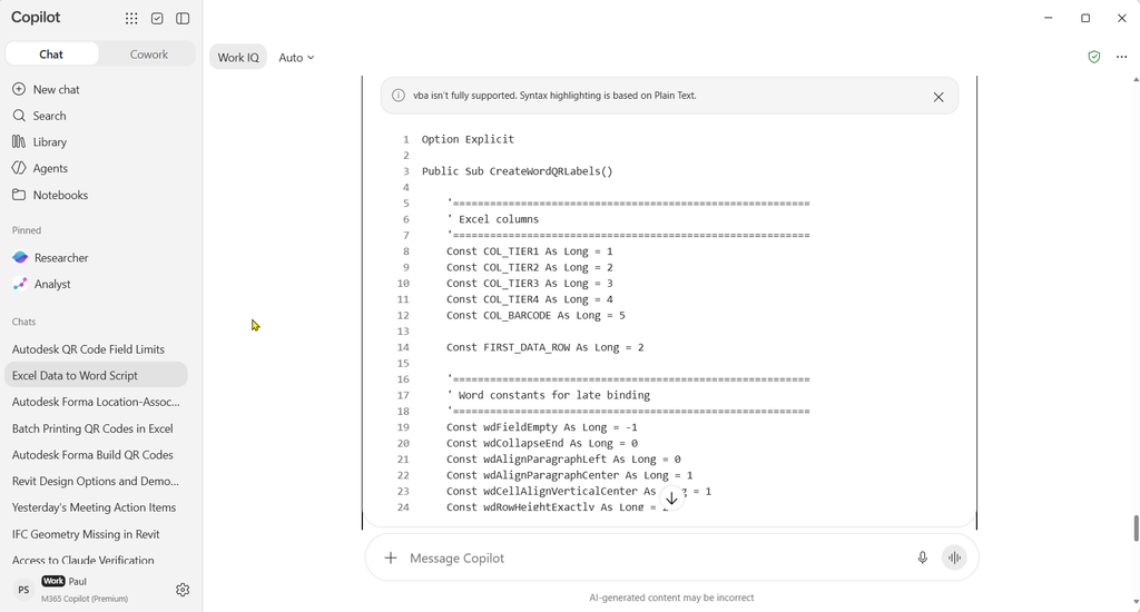 Forma Build – Use Locations to Filter Issues - 07 - Copilot VBA Script